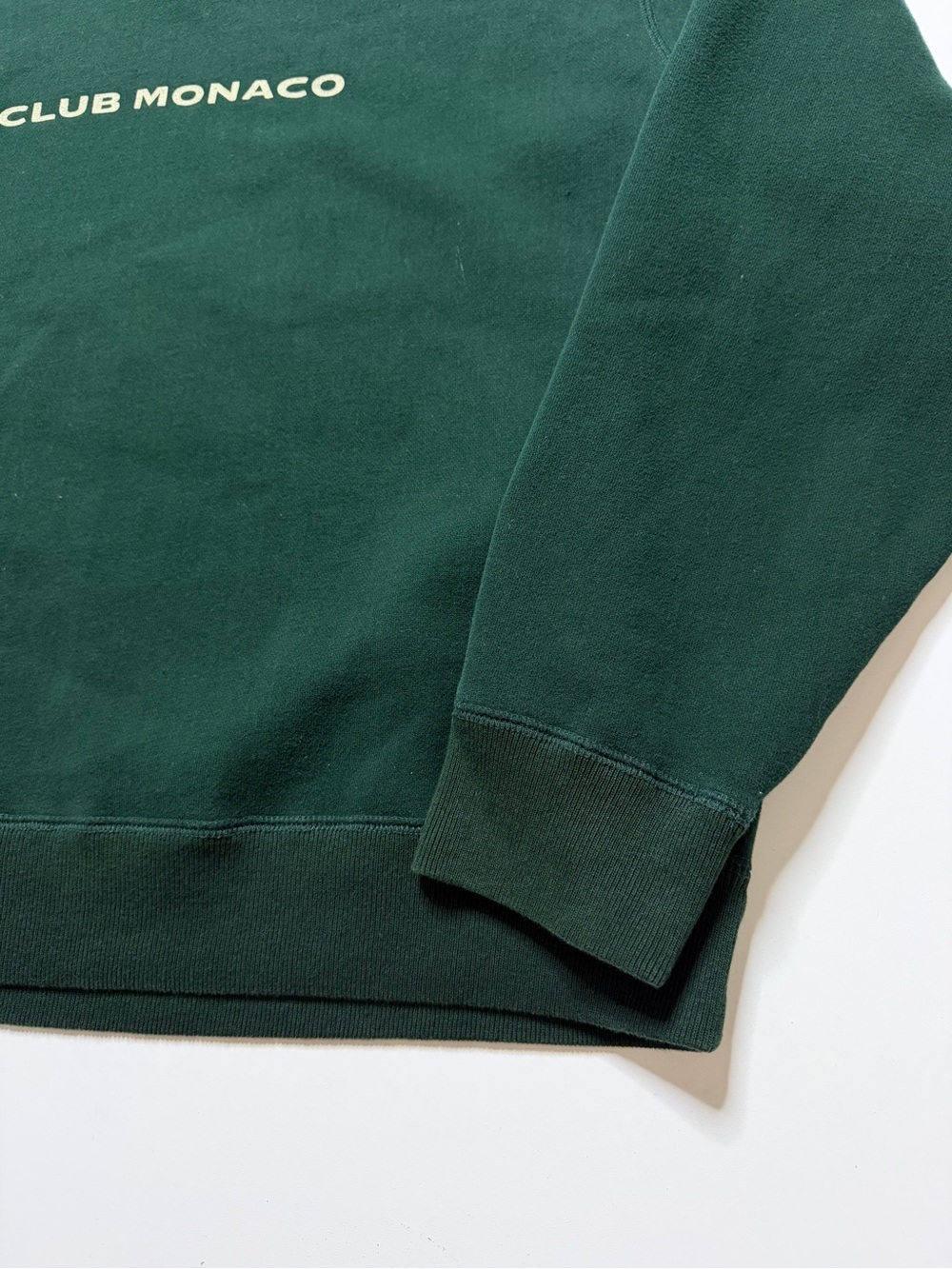 Vintage Club Monaco Word Crewneck Sweatshirt Mens Large Forest Green Boxy - Picture 3 of 6